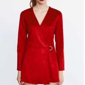 Zara Suede Red Wrap Dress